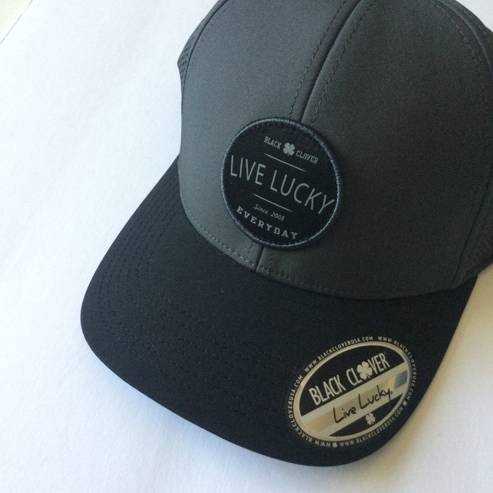 BLACK CLOVER DUAL LUCK 2 LIVE LUCKY GOLF HAT CHARCOAL/BLACK OS NWT